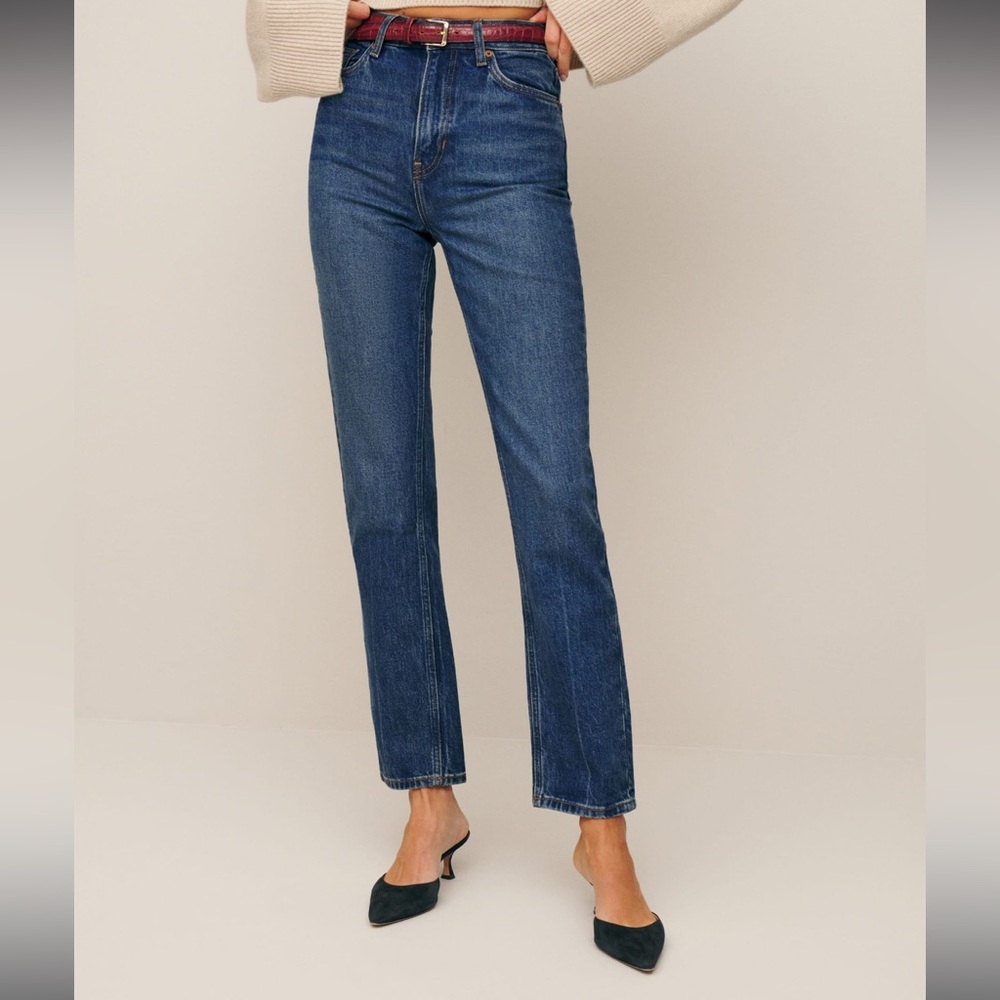Reformation Liza straight jeans, size 27, Icarian